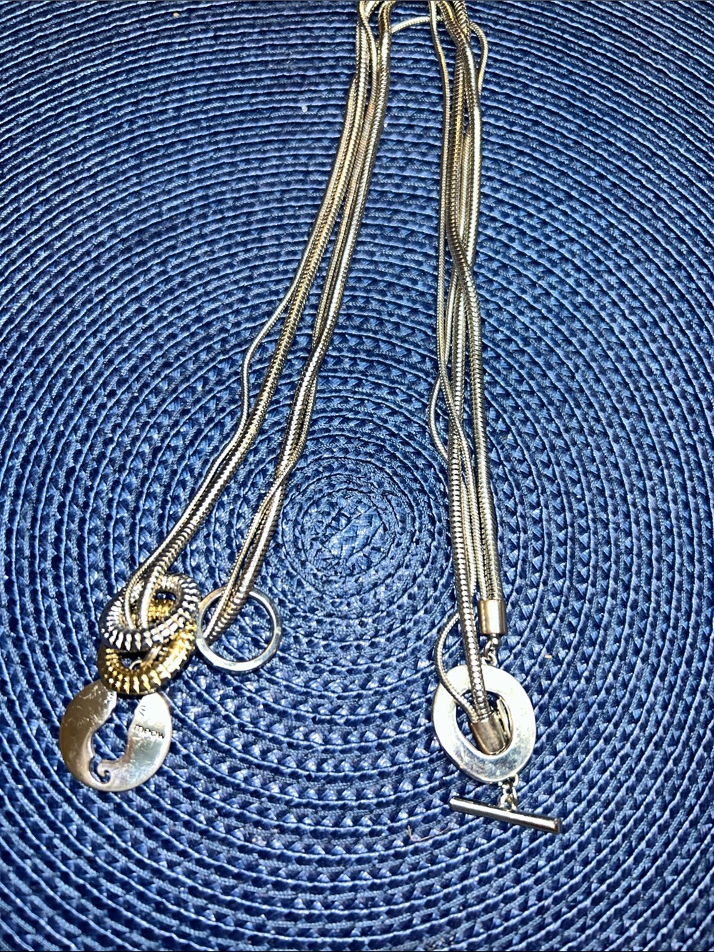 Nine West silver tone  Multi-Strand Pendant Necklace with Charm Accents
